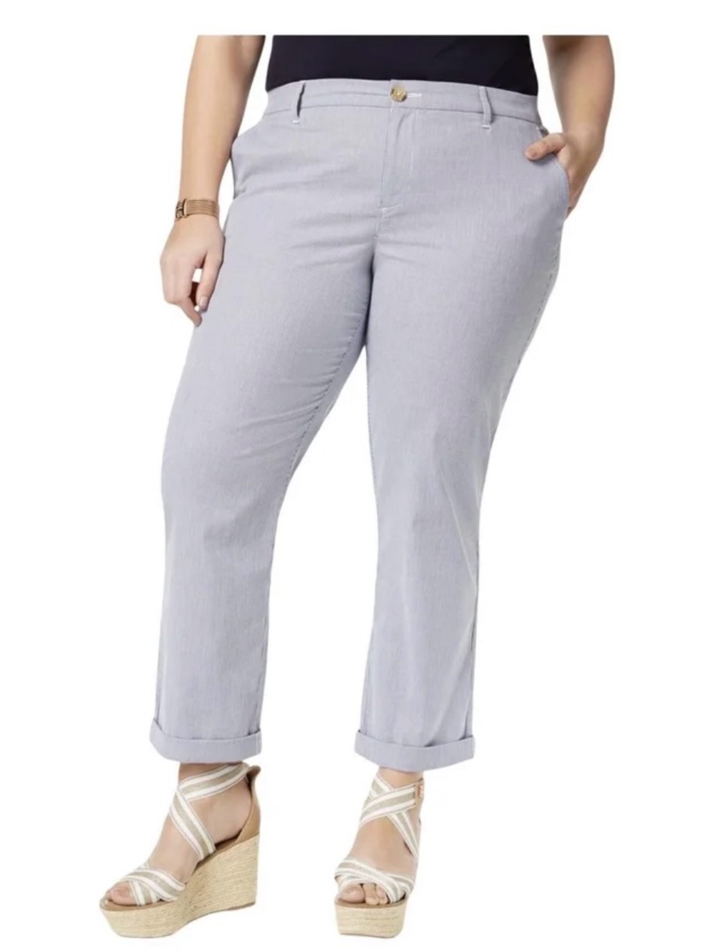 Tommy Hilfiger Tommy Hilfiger Womens Plus Hampton Slim Fit Striped Chino Pants